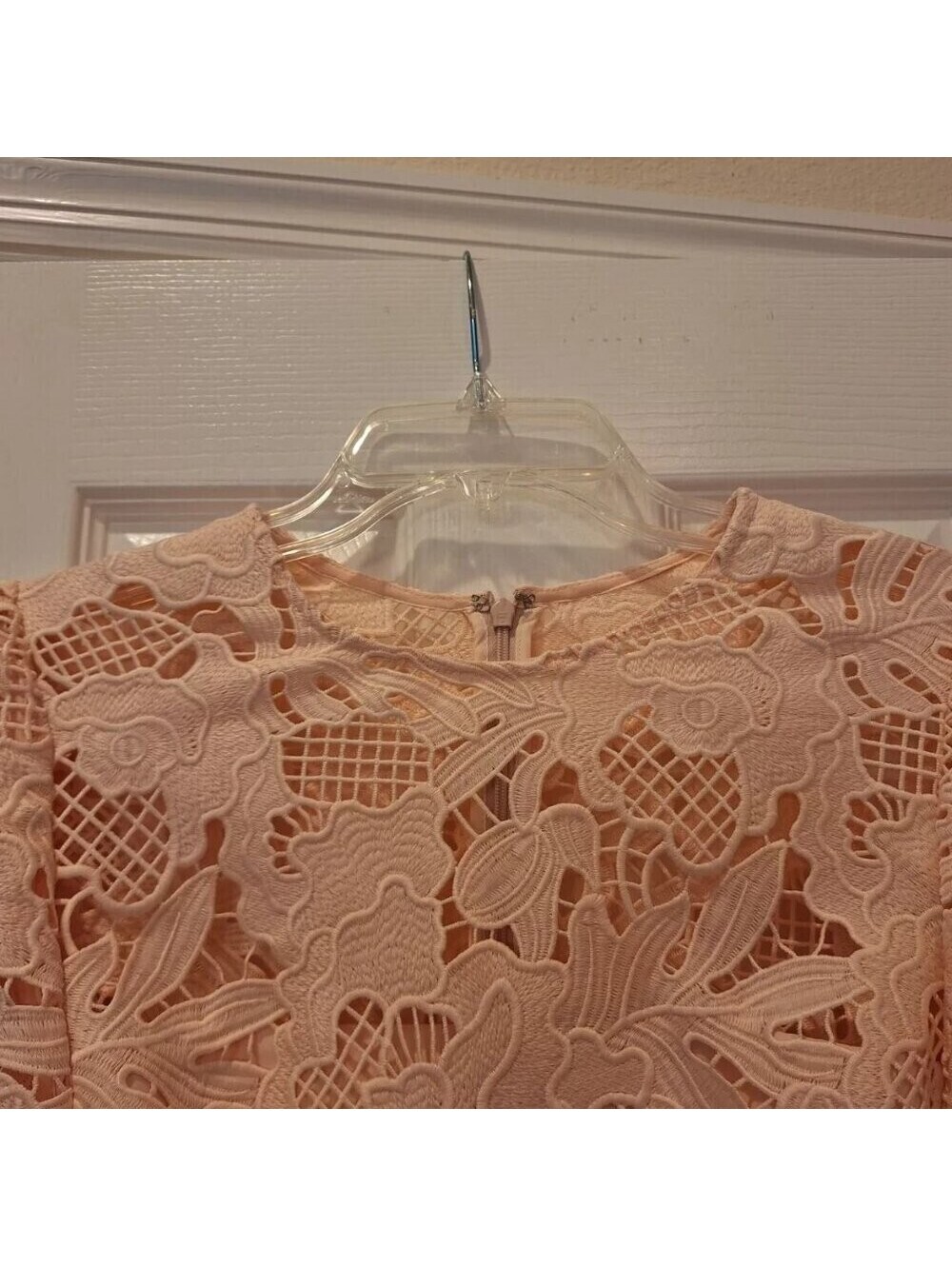 LELA ROSE~LEAF GUIPURE LACE RUFFLE SKIRT DRESS~MIDI~BLUSH~SZ 12~EUC - Picture 8 of 9